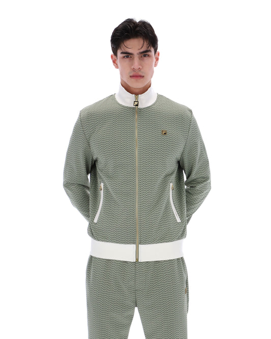 Sea Foam Mathers Herringbone Track Top - Olive Green