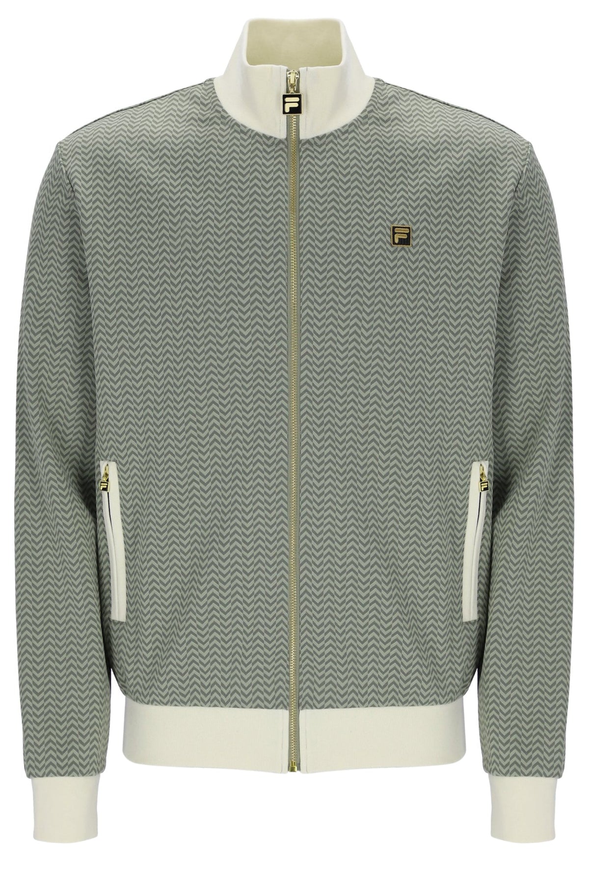 Sea Foam Mathers Herringbone Track Top - Olive Green