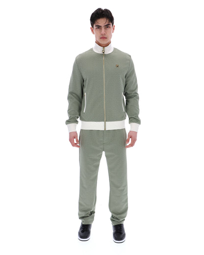 Sea Foam Mathers Herringbone Track Top - Olive Green