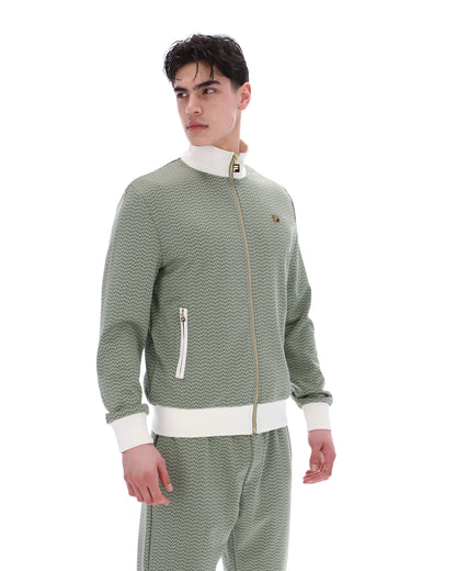 Sea Foam Mathers Herringbone Track Top - Olive Green