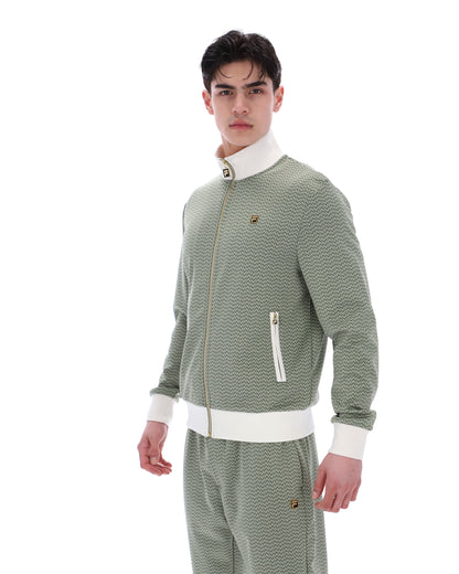 Sea Foam Mathers Herringbone Track Top - Olive Green