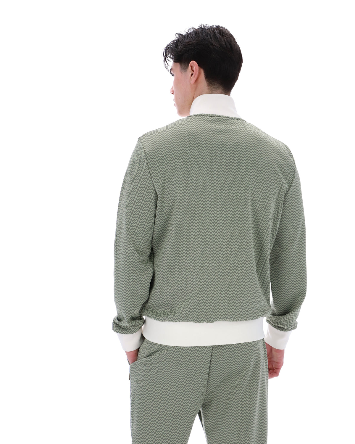 Sea Foam Mathers Herringbone Track Top - Olive Green