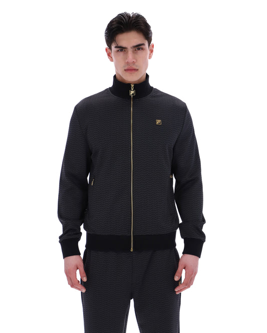 Black Mathers Herringbone Track Top - Black