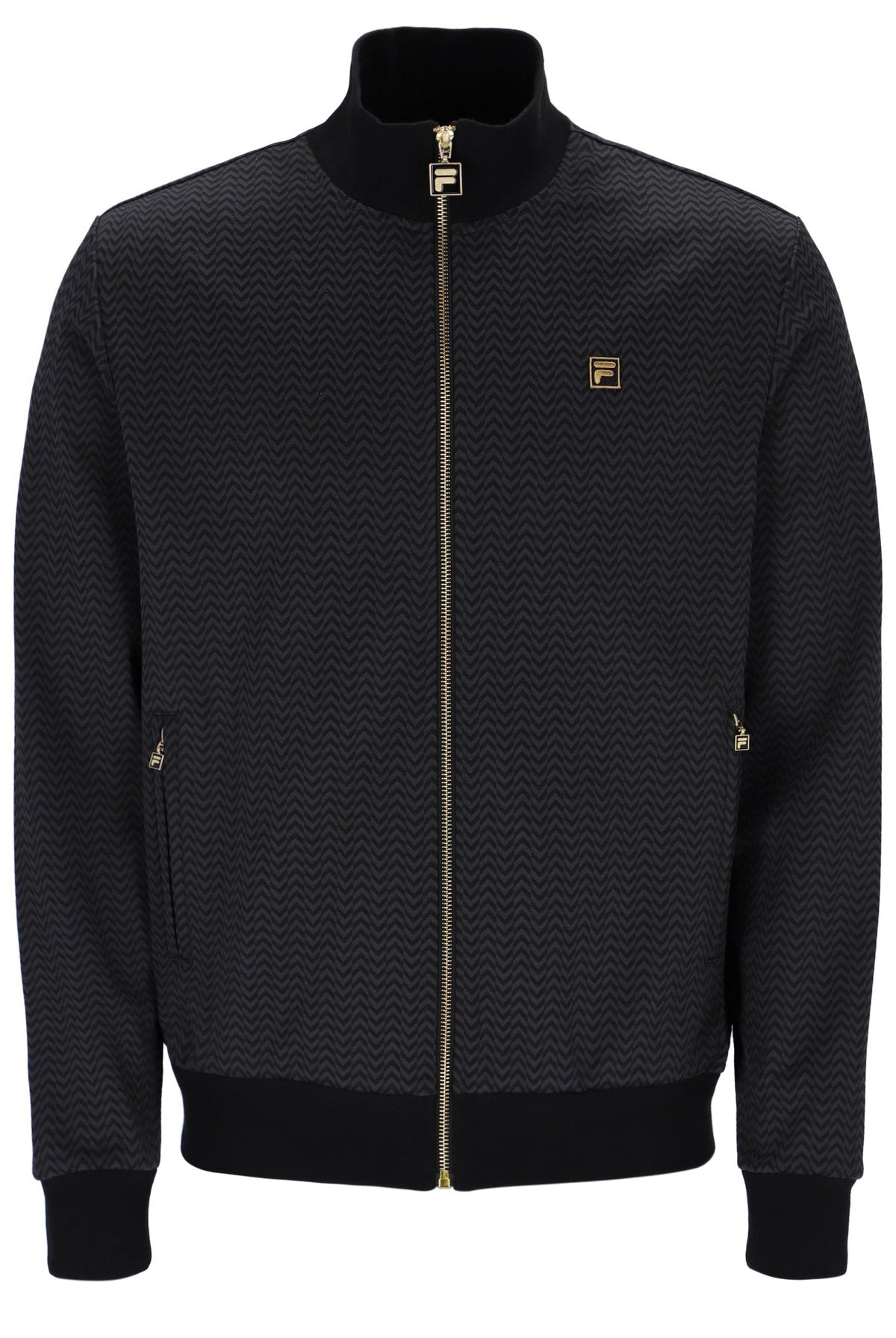 Black Mathers Herringbone Track Top - Black