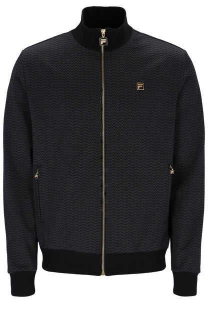 Black Mathers Herringbone Track Top - Black