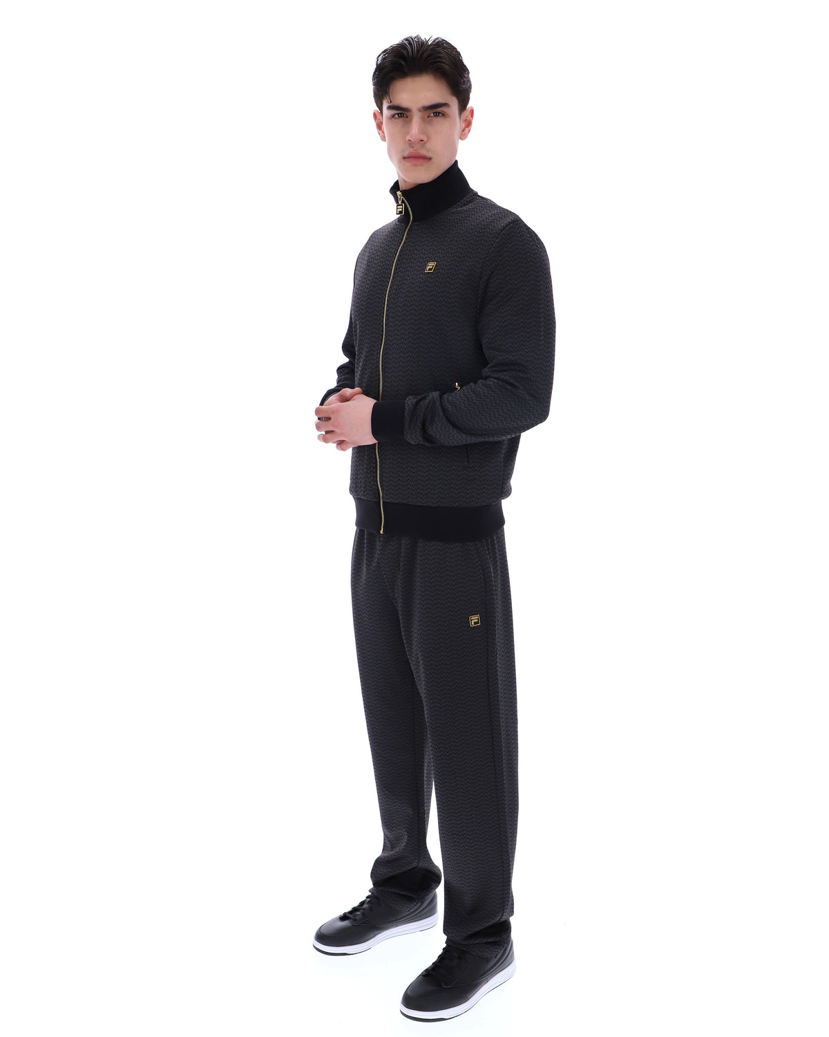 Black Mathers Herringbone Track Top - Black