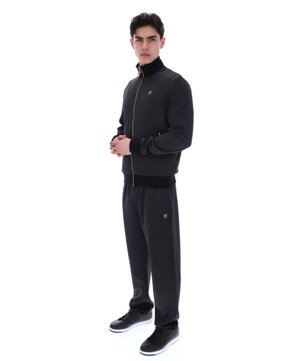Black Mathers Herringbone Track Top - Black