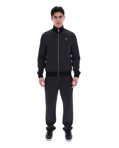 Black Mathers Herringbone Track Top - Black