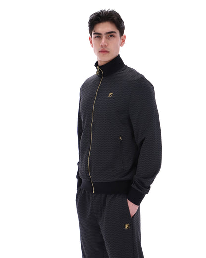 Black Mathers Herringbone Track Top - Black