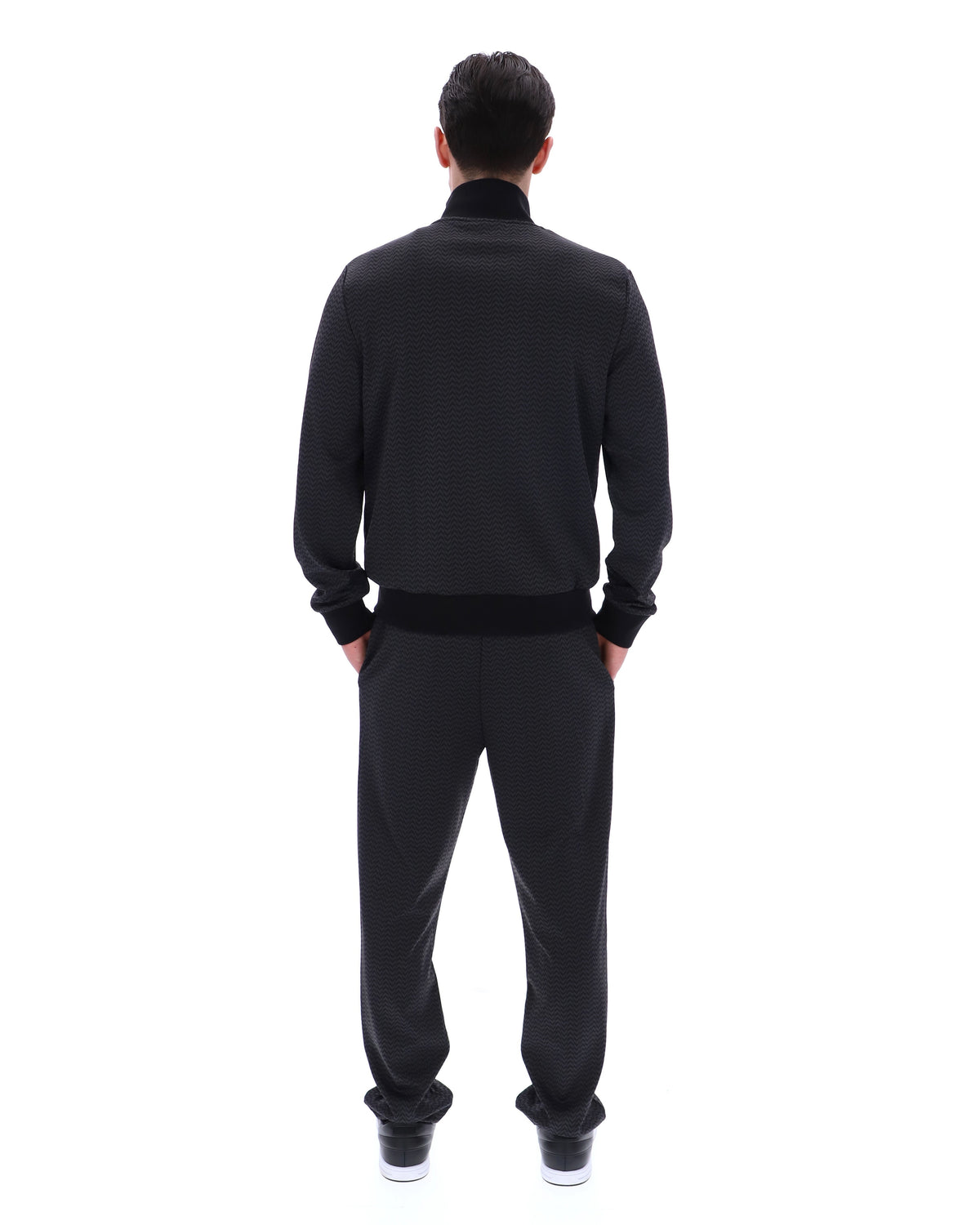Black Mathers Herringbone Track Top - Black