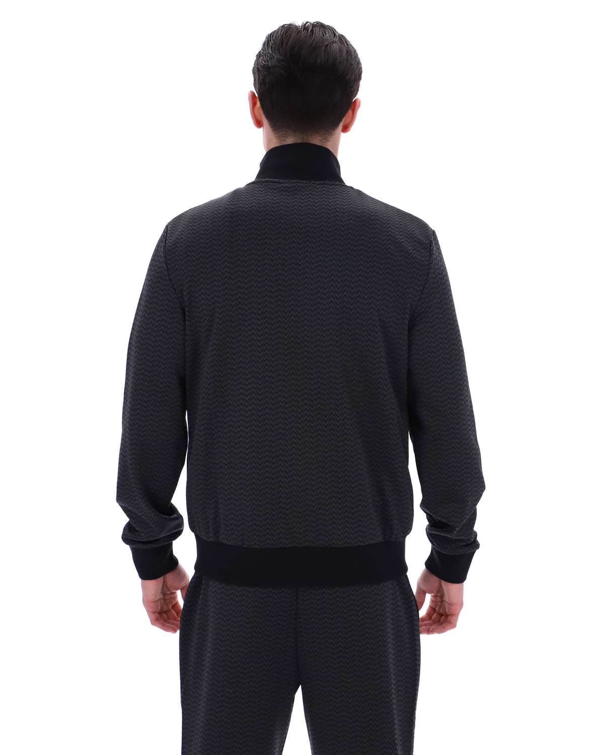 Black Mathers Herringbone Track Top - Black