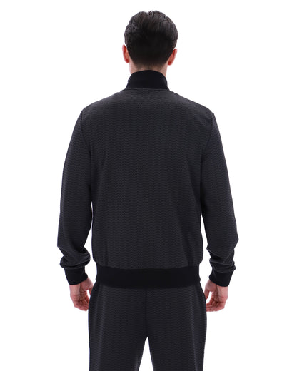 Black Mathers Herringbone Track Top - Black