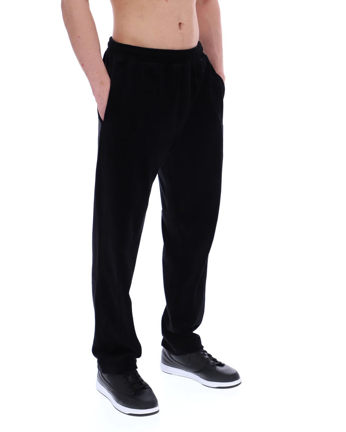 Black Lorrie Velour Track Pant - Black