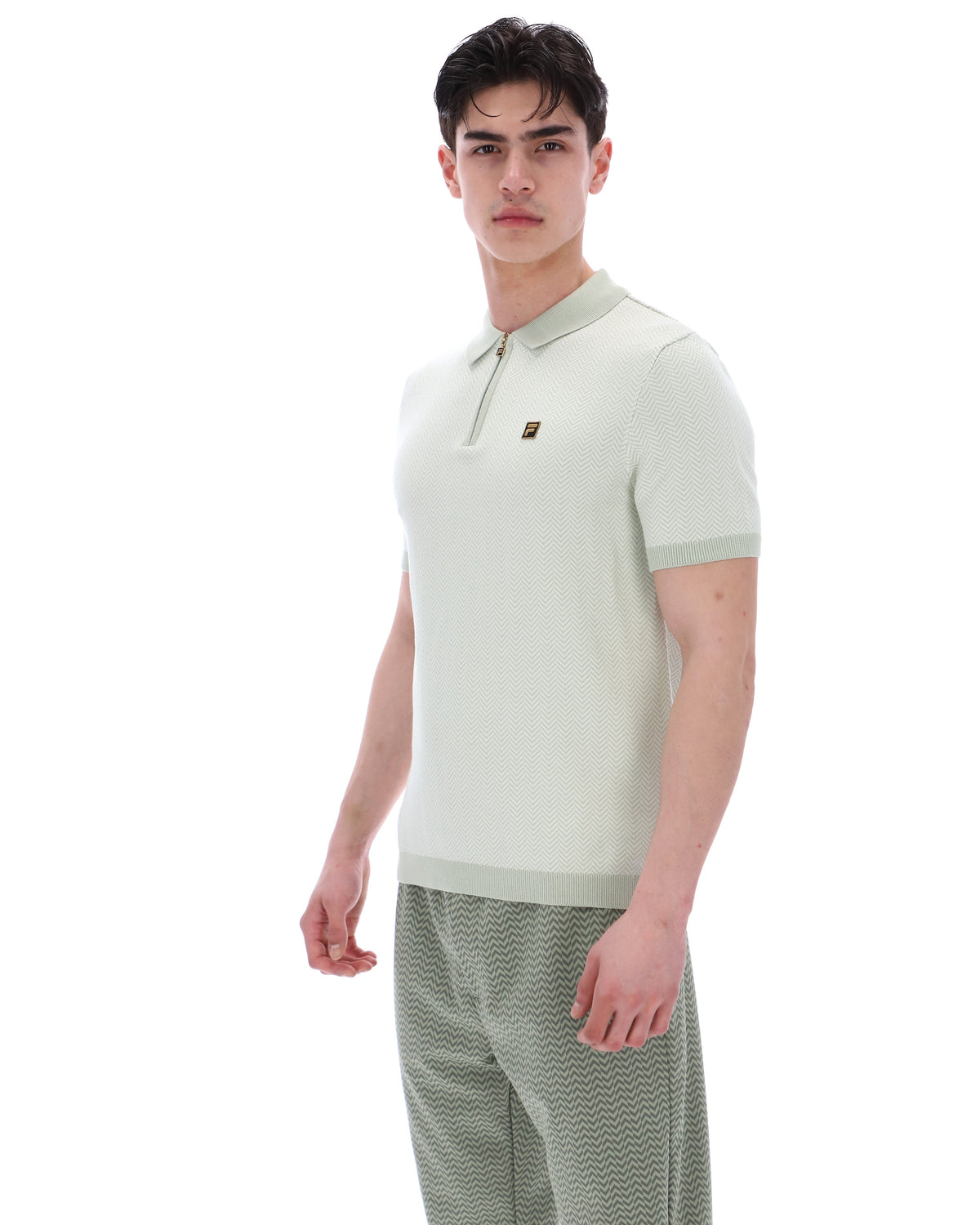 Sea Foam Marty Zip Polo - Minty Pastel: