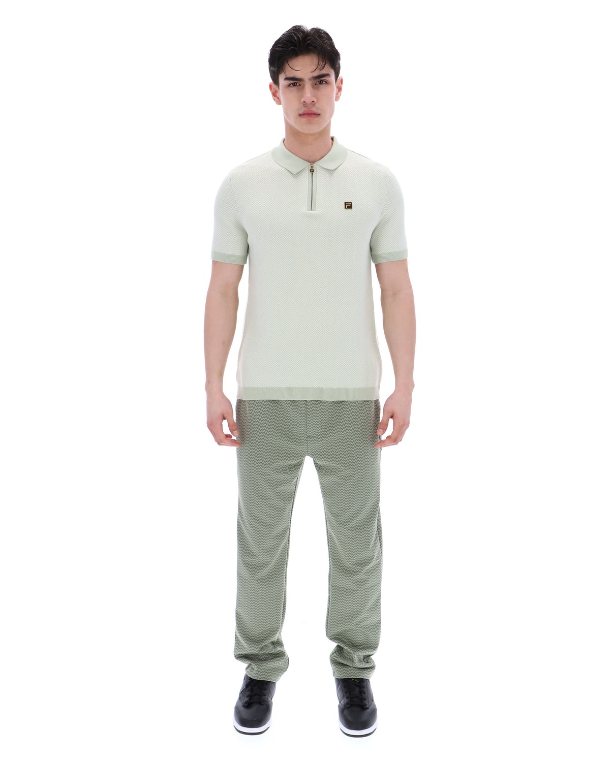 Sea Foam Marty Zip Polo - Minty Pastel:
