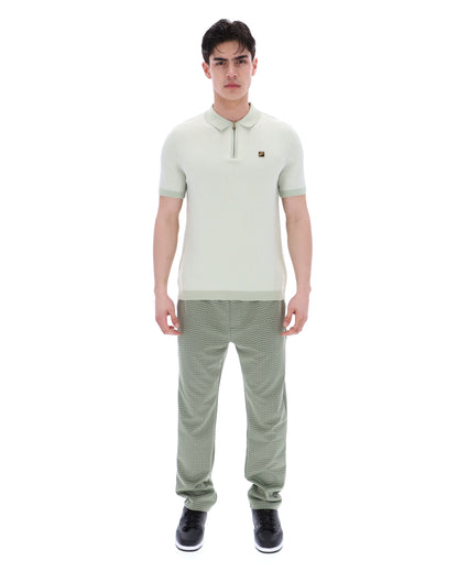 Sea Foam Marty Zip Polo - Minty Pastel: