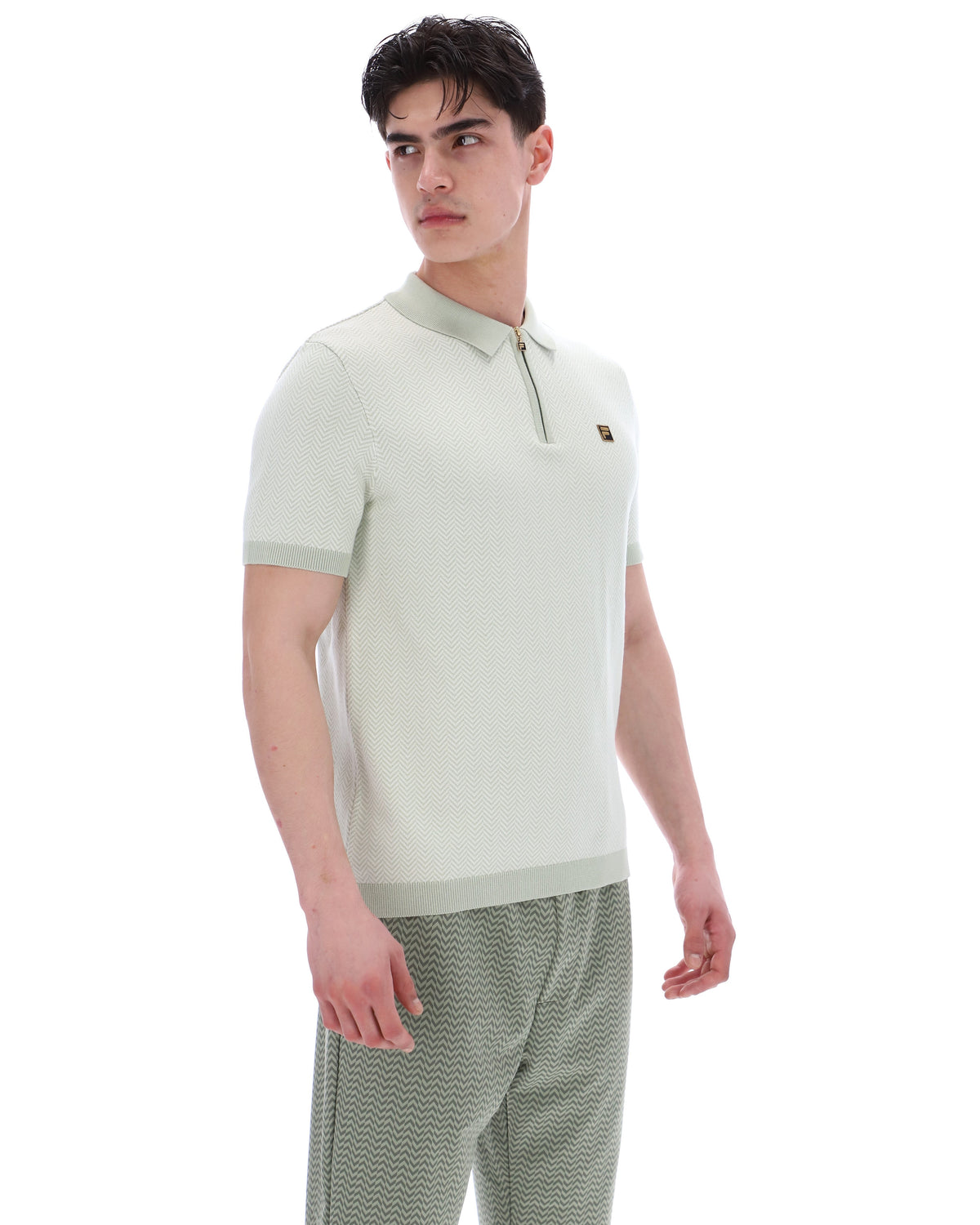 Sea Foam Marty Zip Polo - Minty Pastel: