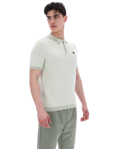 Sea Foam Marty Zip Polo - Minty Pastel: