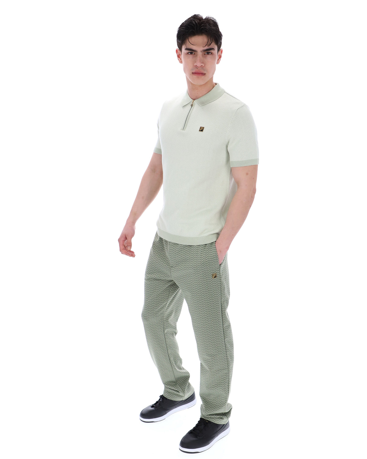 Sea Foam Marty Zip Polo - Minty Pastel: