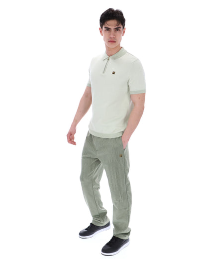 Sea Foam Marty Zip Polo - Minty Pastel: