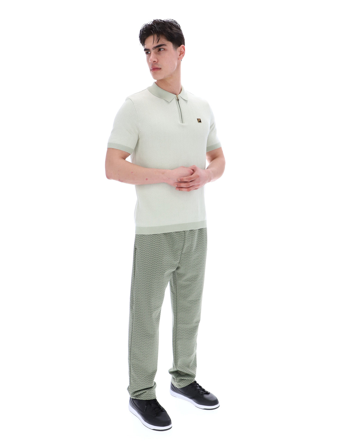 Sea Foam Marty Zip Polo - Minty Pastel: