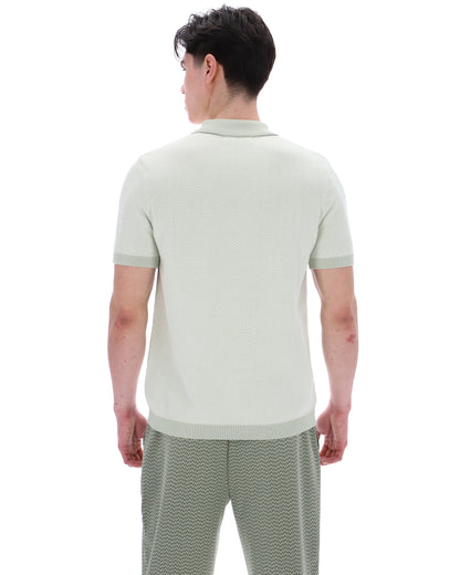 Sea Foam Marty Zip Polo - Minty Pastel: