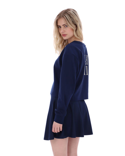 Fila Navy Sestri Wide Crew Neck Sweatshirt - Fila Navy