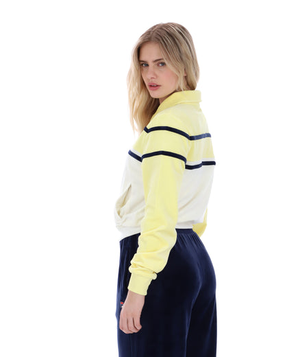 Wax Yellow Giovana Cropped Zip-Up Top - Lemon Chiffon