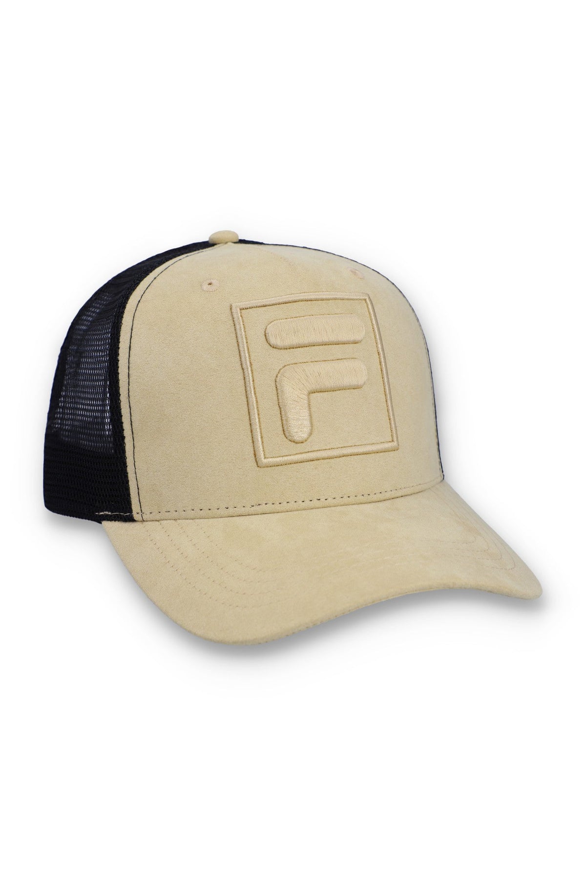 Classic Beige Turo Large F-Box Tonal Embroidered Suede Mesh-Back Cap - Cambridge Cream