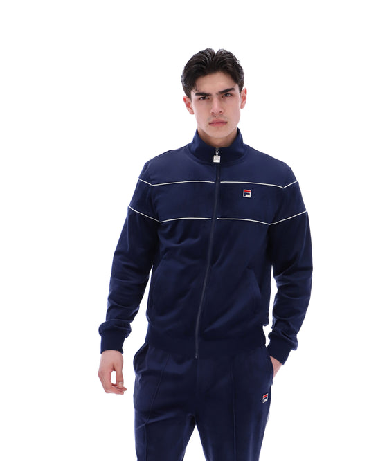Fila Navy Vittorio Velour Track Top - Fila Navy