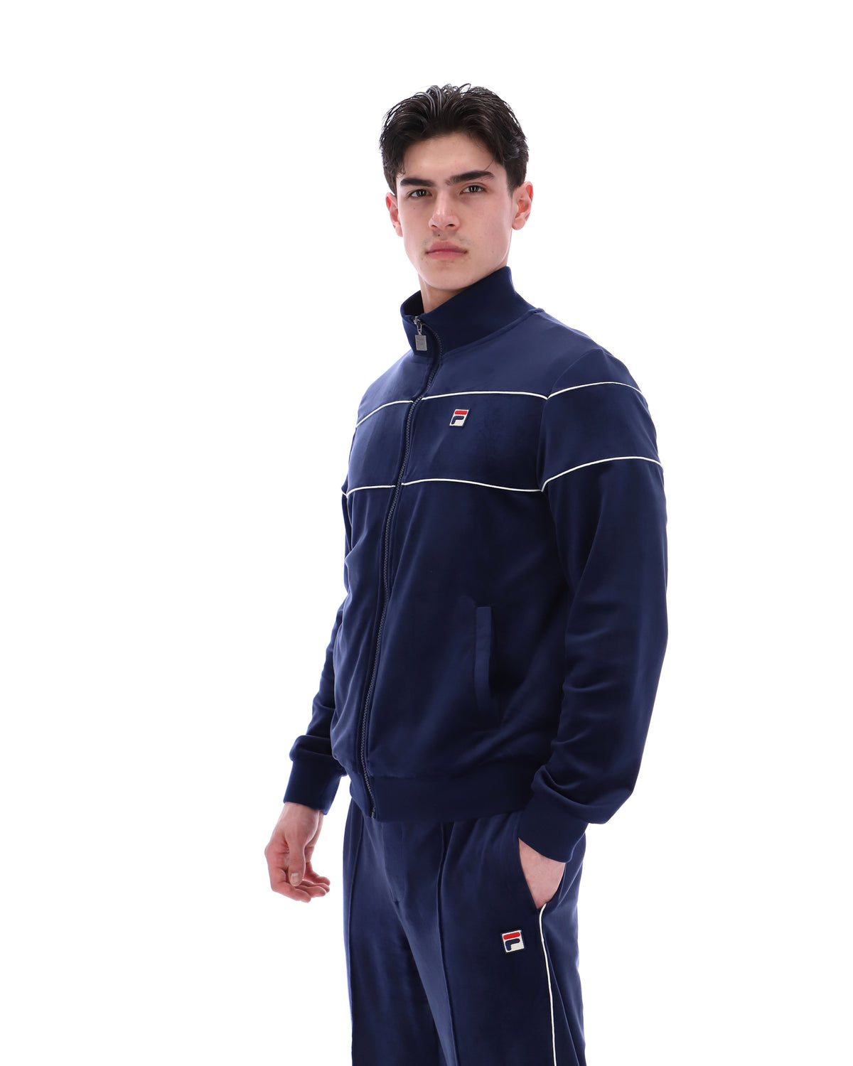 Fila Navy Vittorio Velour Track Top - Fila Navy