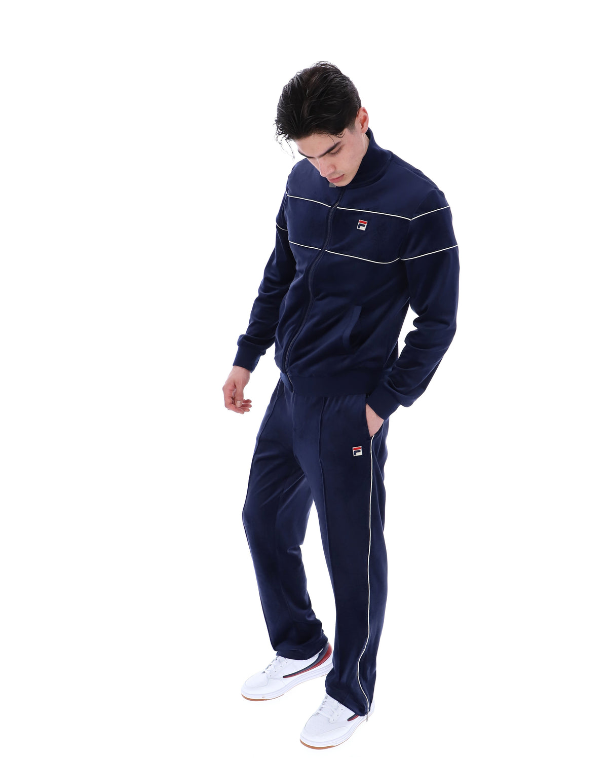 Fila Navy Vittorio Velour Track Top - Fila Navy