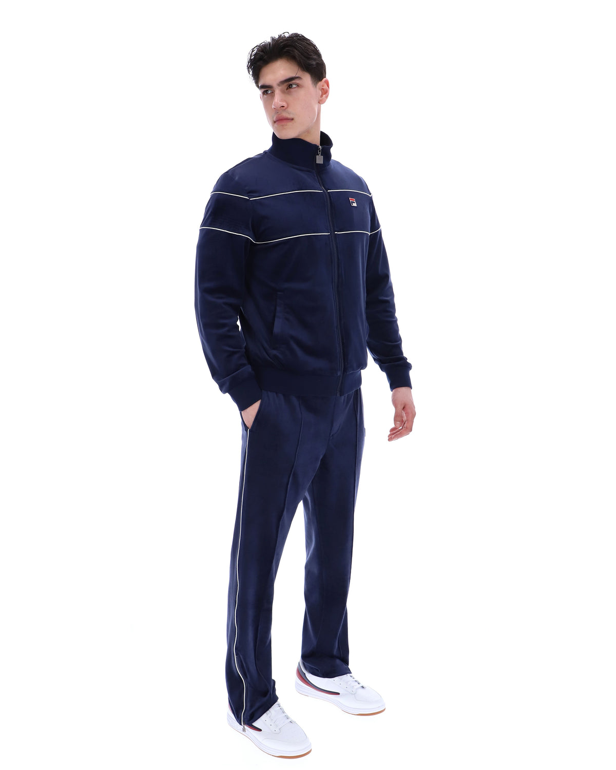 Fila Navy Vittorio Velour Track Top - Fila Navy