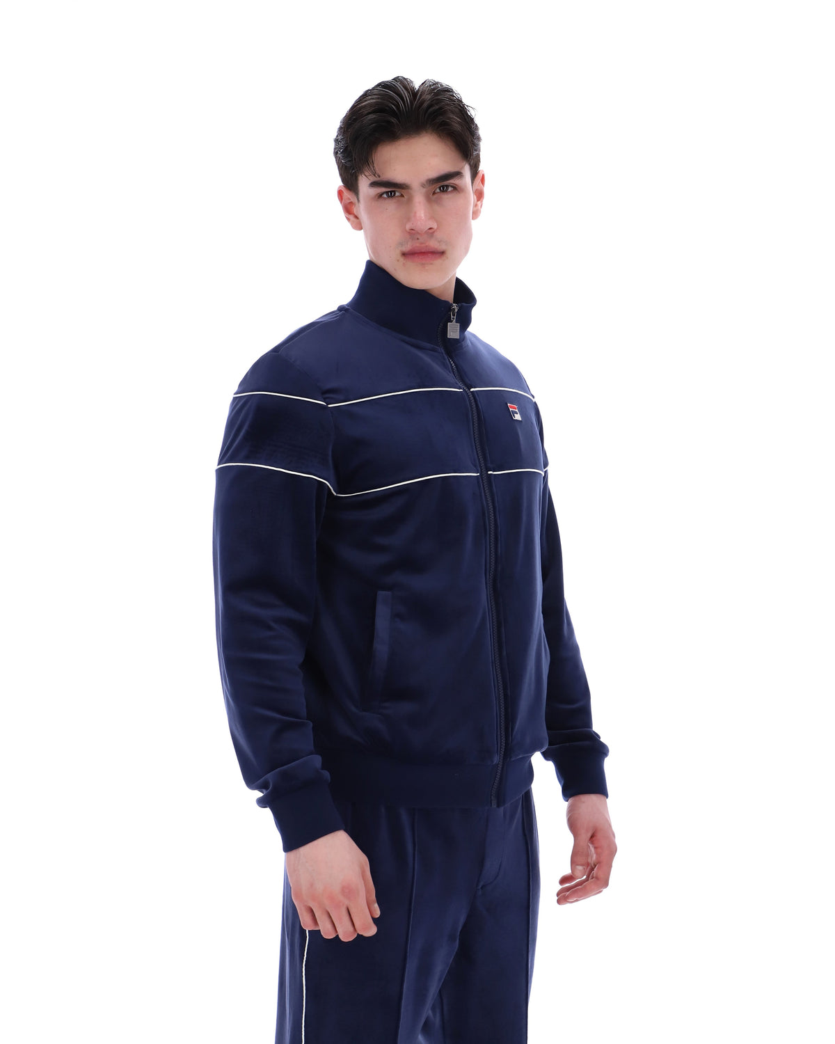 Fila Navy Vittorio Velour Track Top - Fila Navy