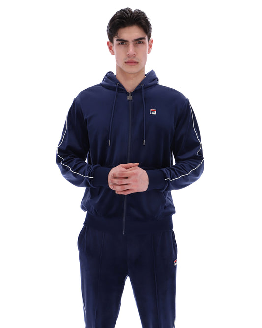 Fila Navy Italo Velour Hoodie - Fila Navy
