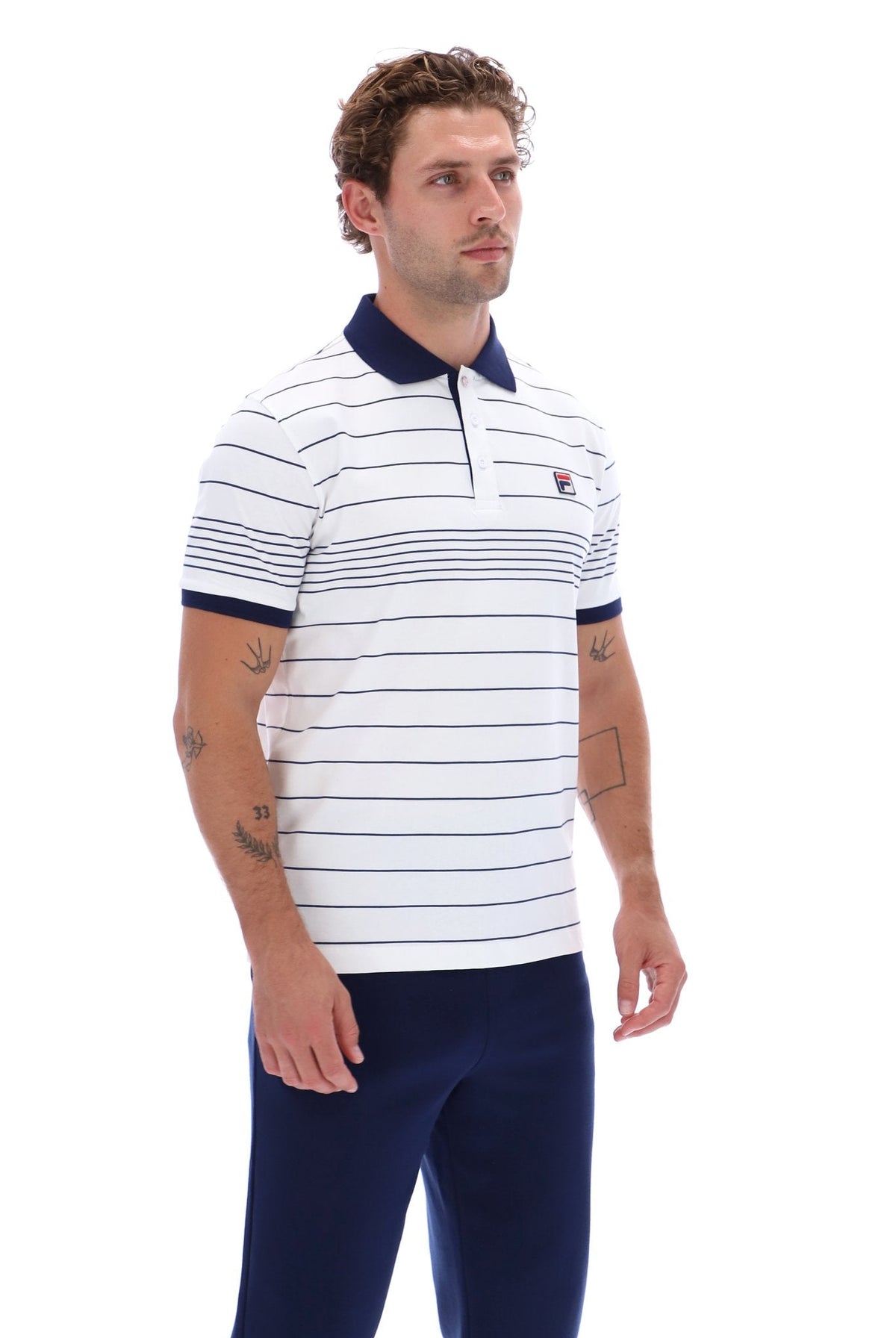 White Logan Stripe Polo - White