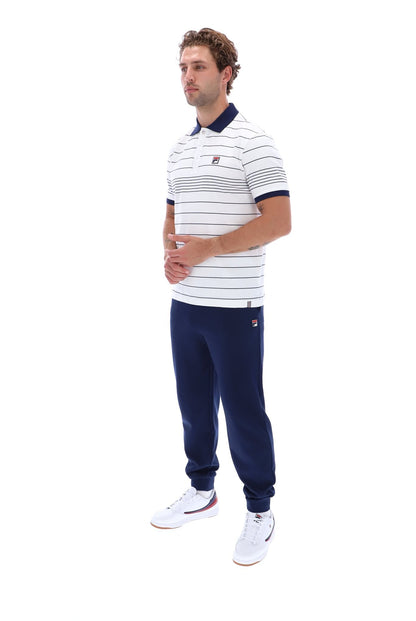 White Logan Stripe Polo - White