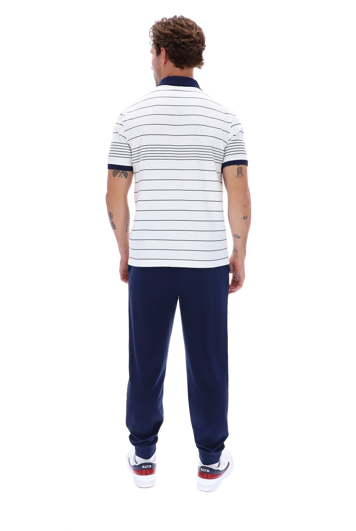 White Logan Stripe Polo - White