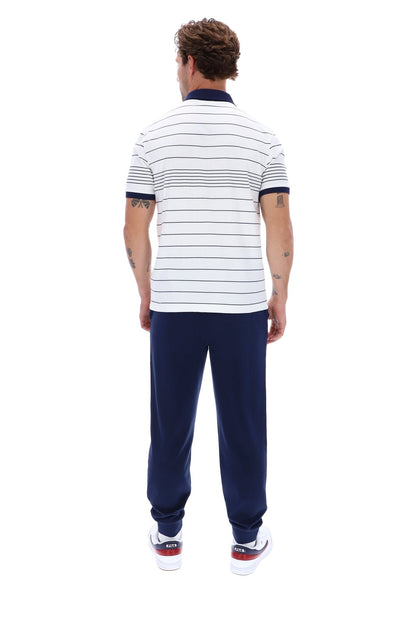 White Logan Stripe Polo - White