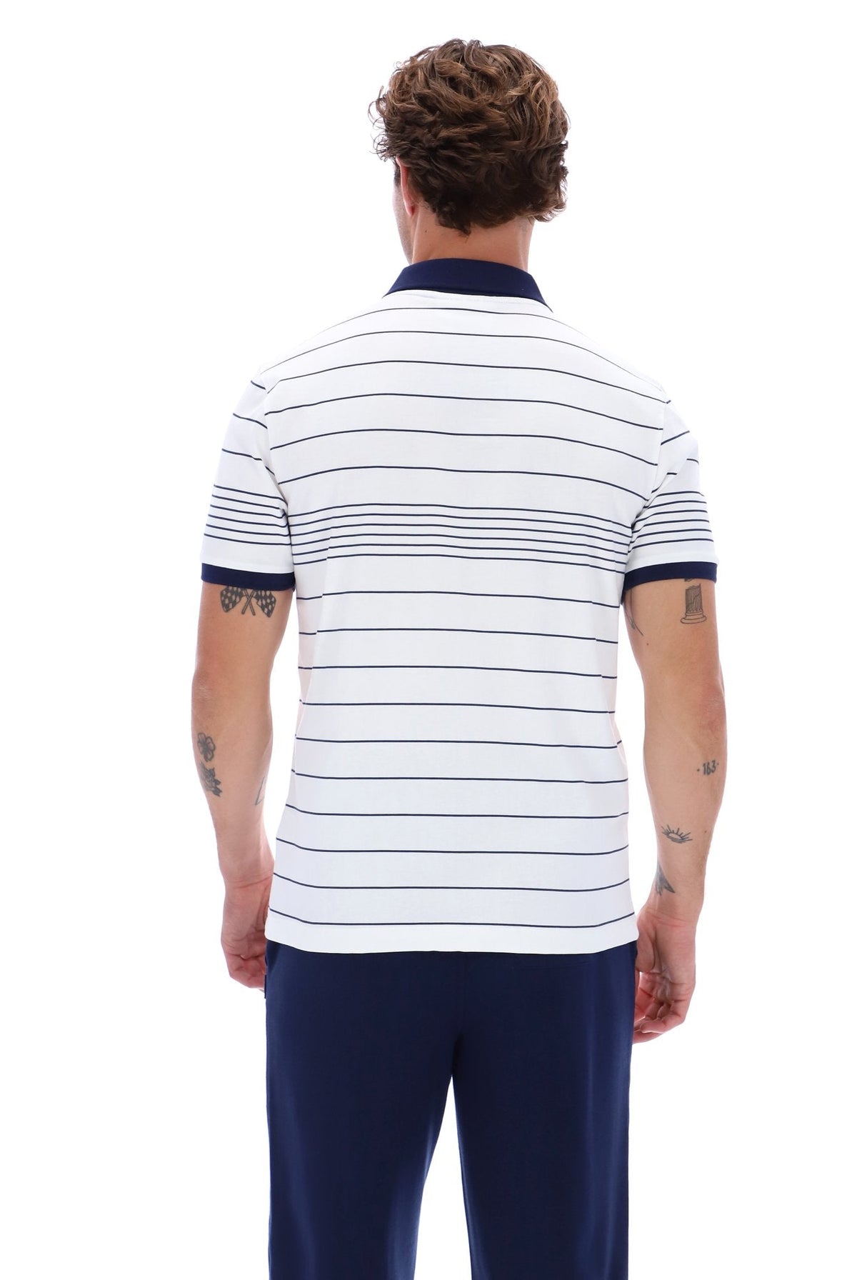 White Logan Stripe Polo - White