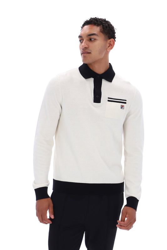 Gardenia Francis Knitted Long Sleeve Polo - Gardenia