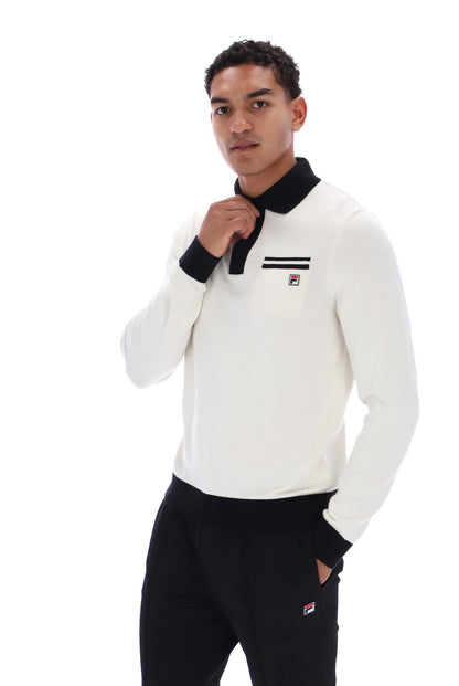 Gardenia Francis Knitted Long Sleeve Polo - Gardenia