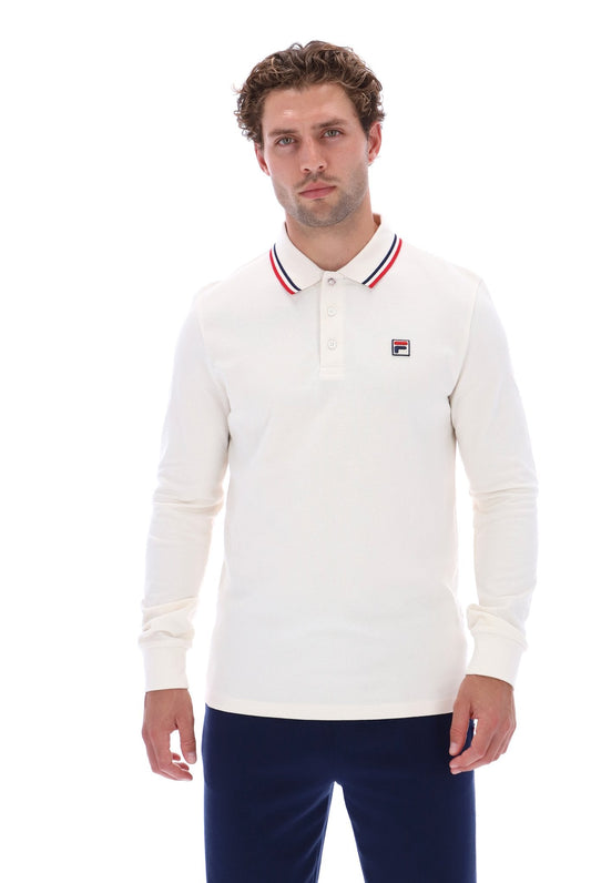 Gardenia Monte Tipped Collar Long Sleeved Polo - Gardenia