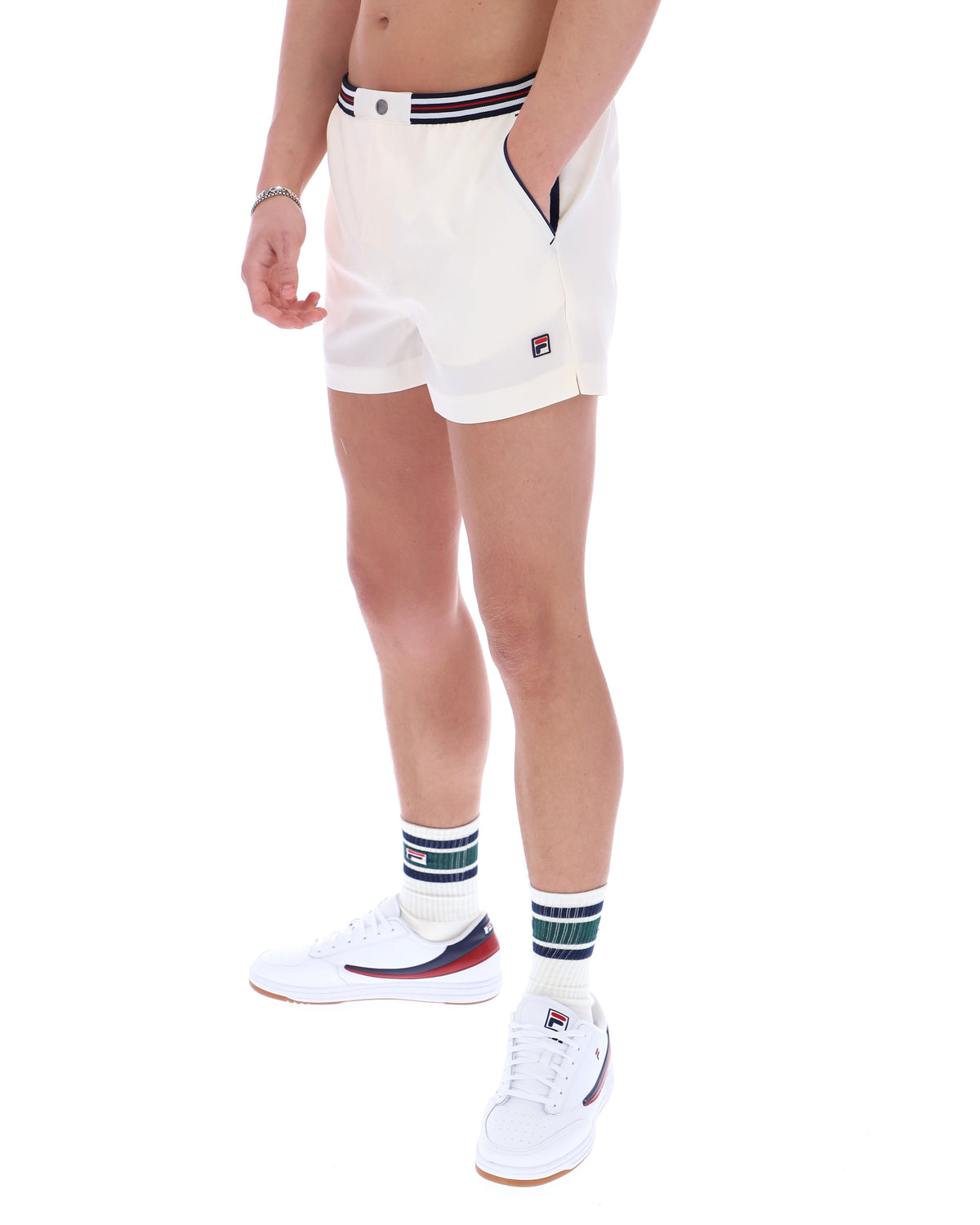 Gardenia High Tide Terry Pocket Stripe Shorts - Cream White