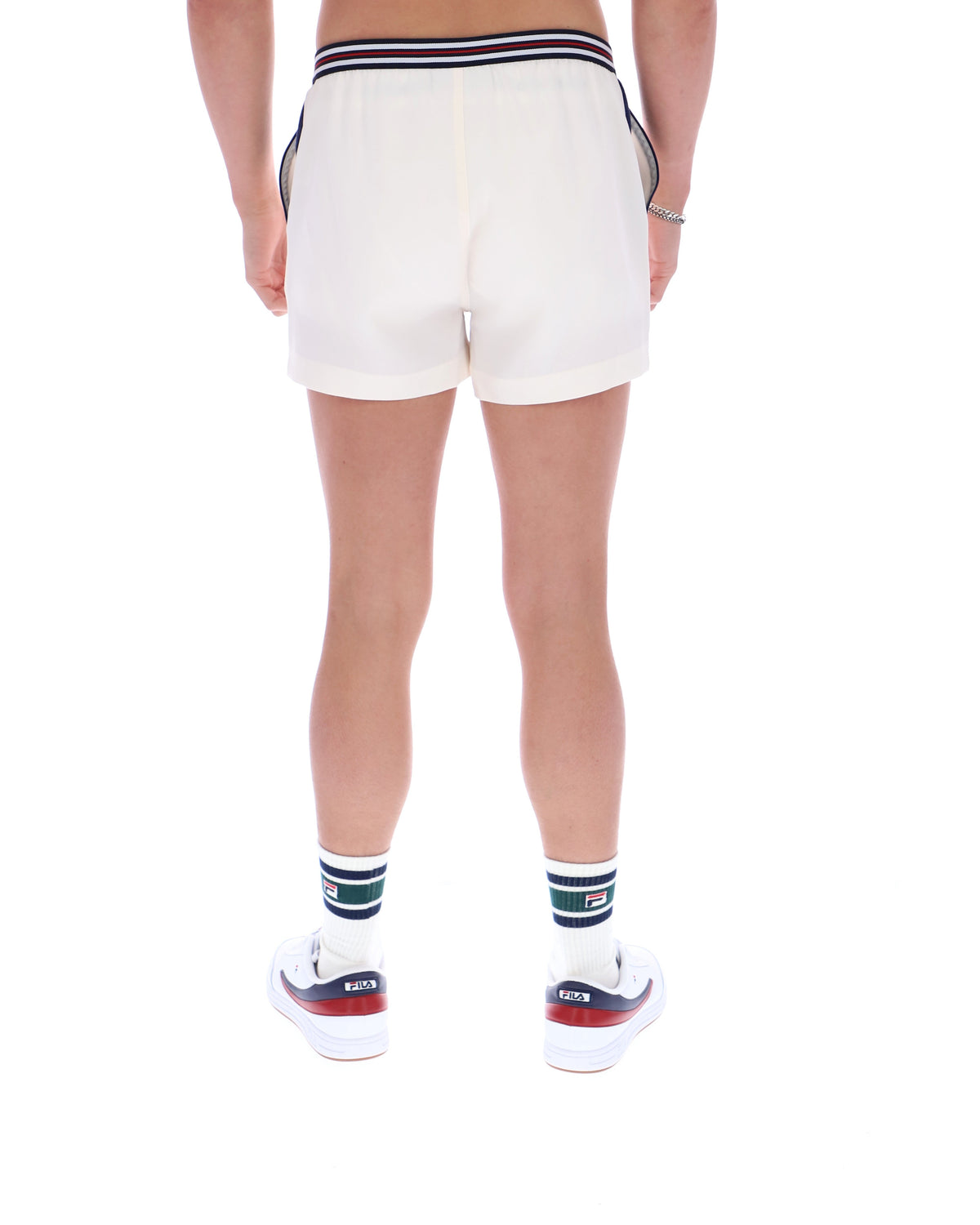 Gardenia High Tide Terry Pocket Stripe Shorts - Cream White
