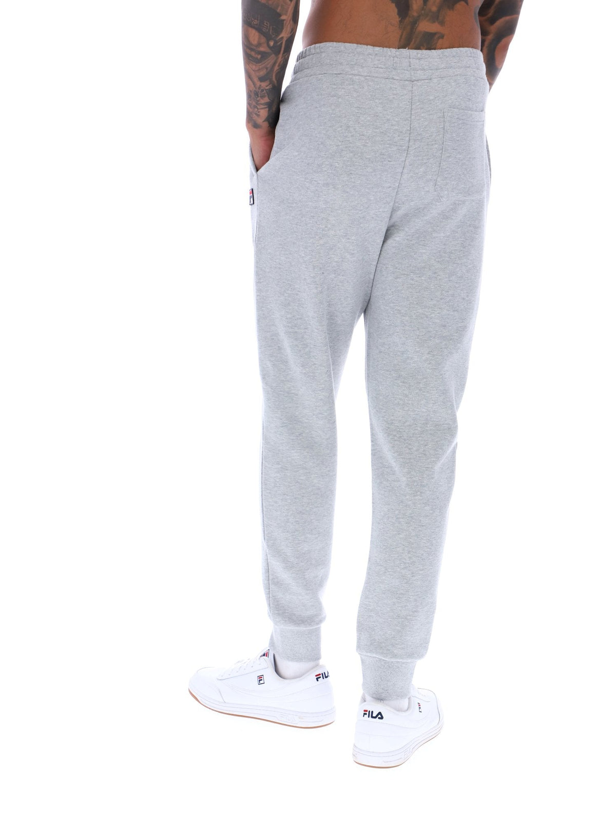 Grey Marl Visconti Tipped Cuff Track Pant - Light Grey Marl
