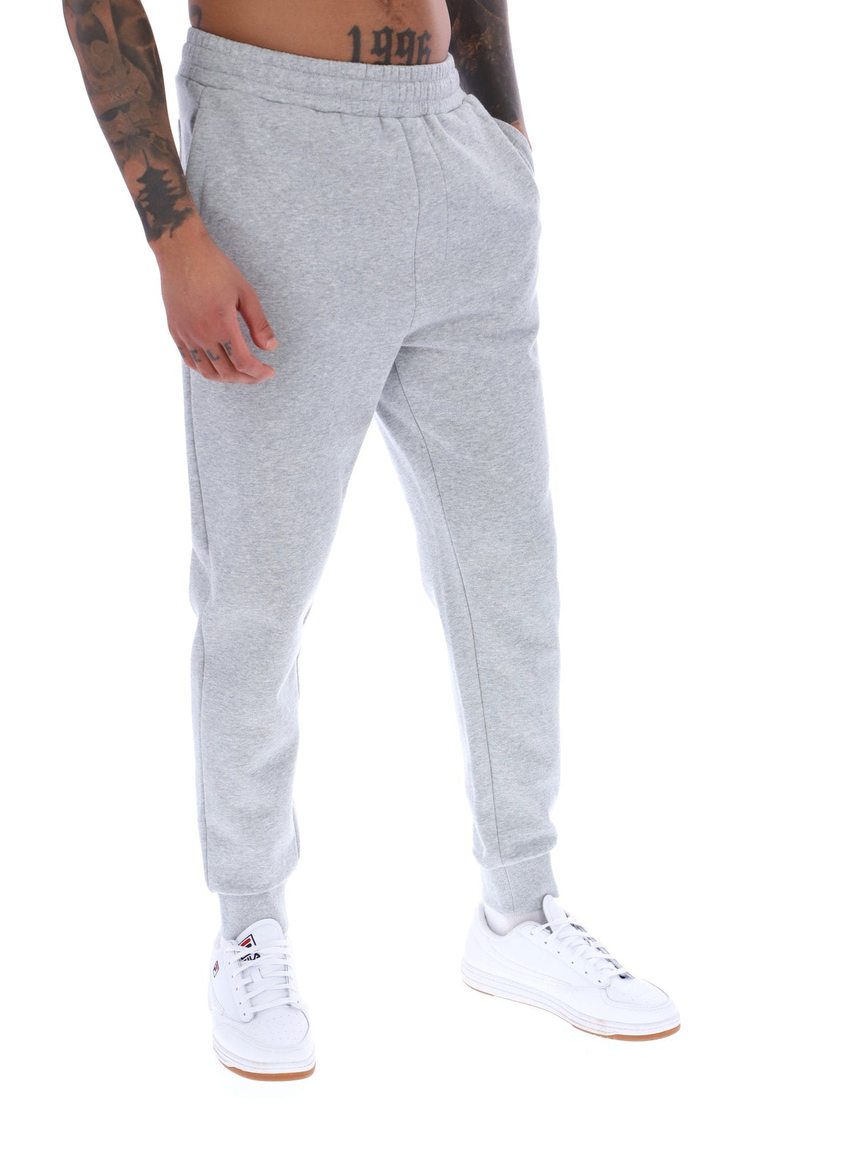 Grey Marl Visconti Tipped Cuff Track Pant - Light Grey Marl