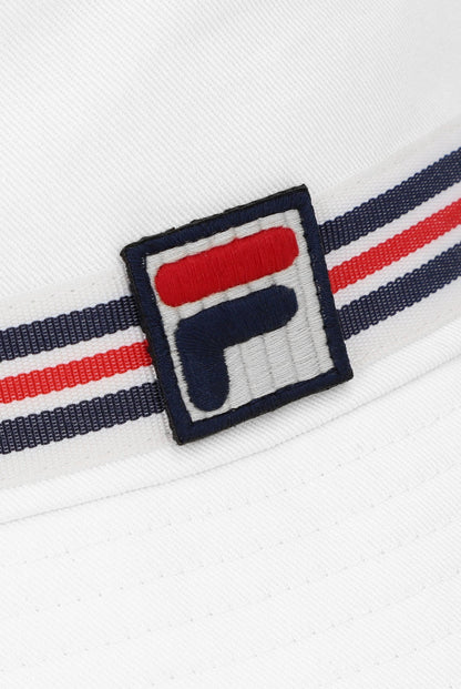 White Heritage Stripe Bucket Hat - White