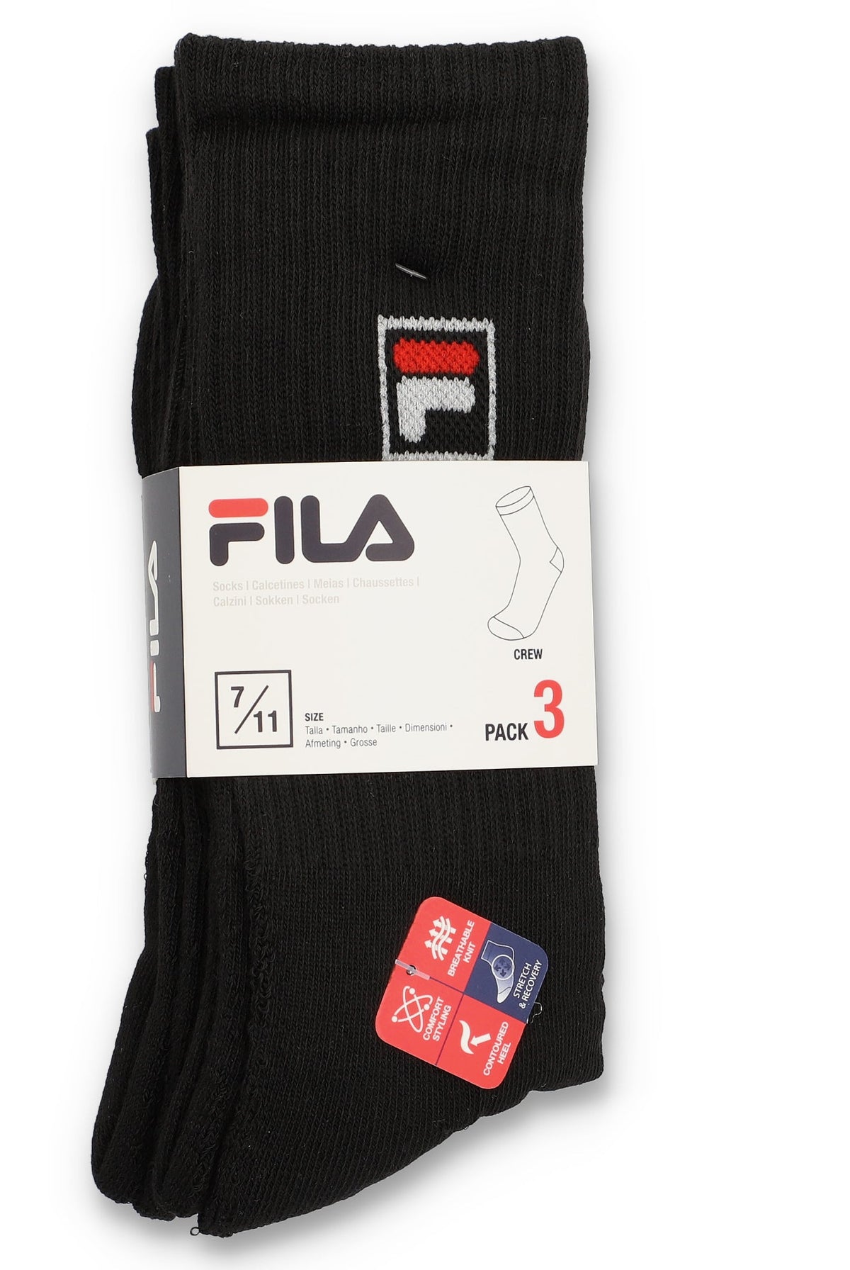 Black Goat 3 Pk Classic Crew Socks - Black
