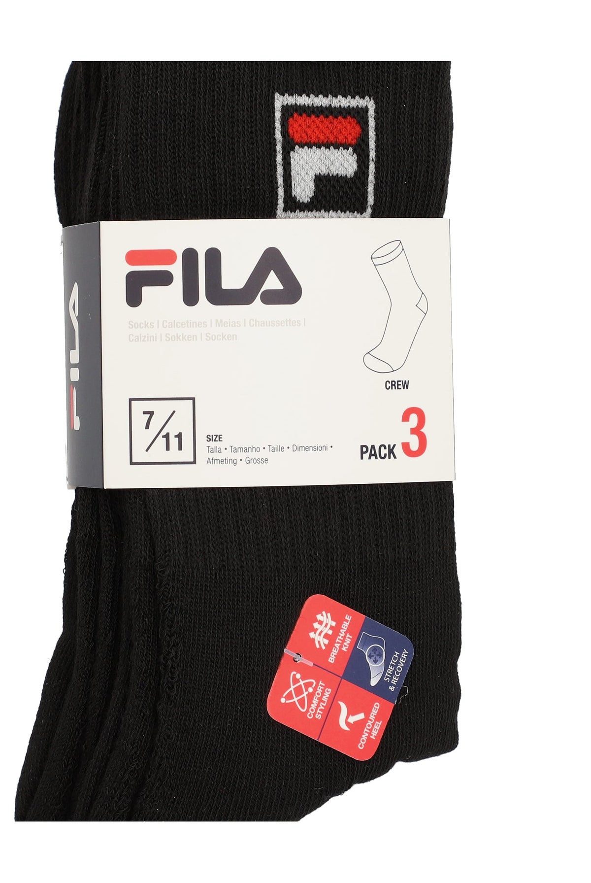 Black Goat 3 Pk Classic Crew Socks - Black